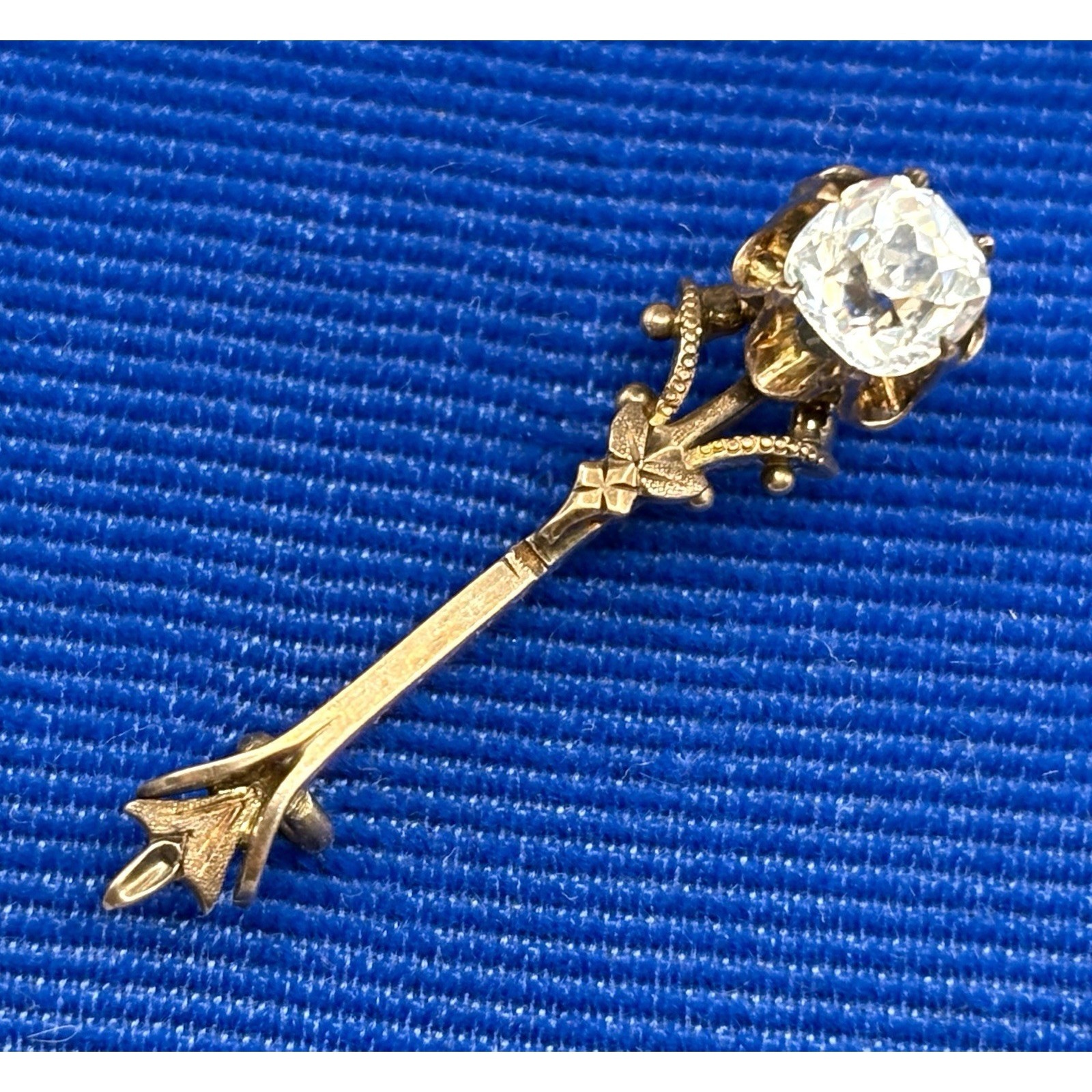 Rare Vtg 10k Gold Halley's Comet Victorian Large Faceted Paste Stone Brooch Pin